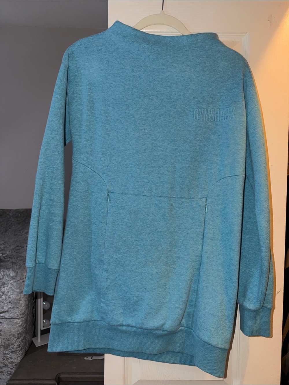 Gymshark Teal Cozy Crewneck Sweatshirt tunic longline small